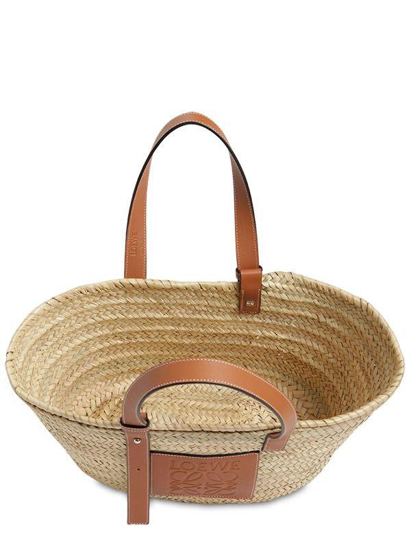 Sac Main En Raphia Tress Et En Cuir Medium Loewe en coloris