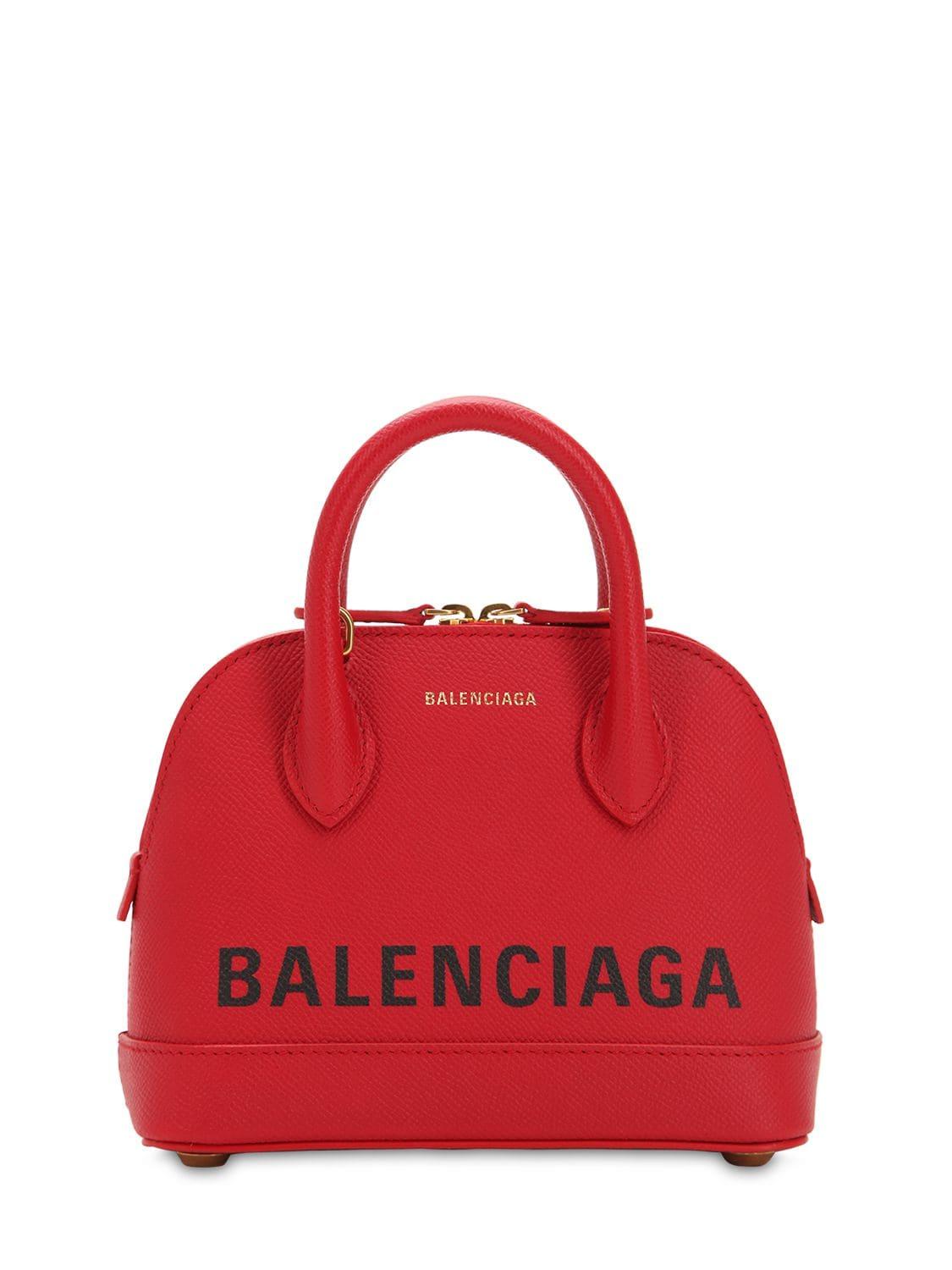 Balenciaga Xxs Ville Top Handle Leather Bag in Red | Lyst