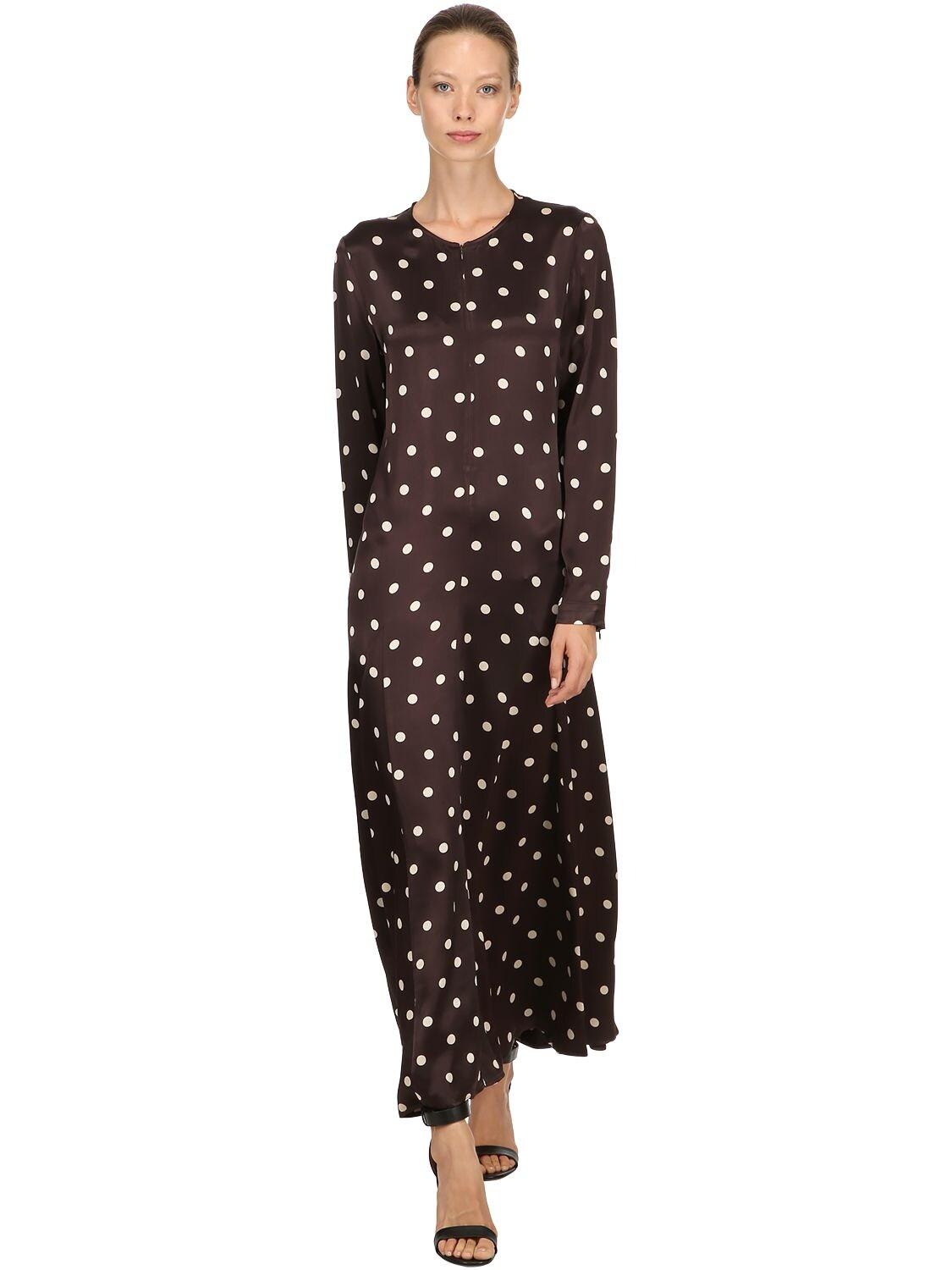 GANNI Polka Dot Tiered Flute Sleeved Midi Dress - We Select Dresses