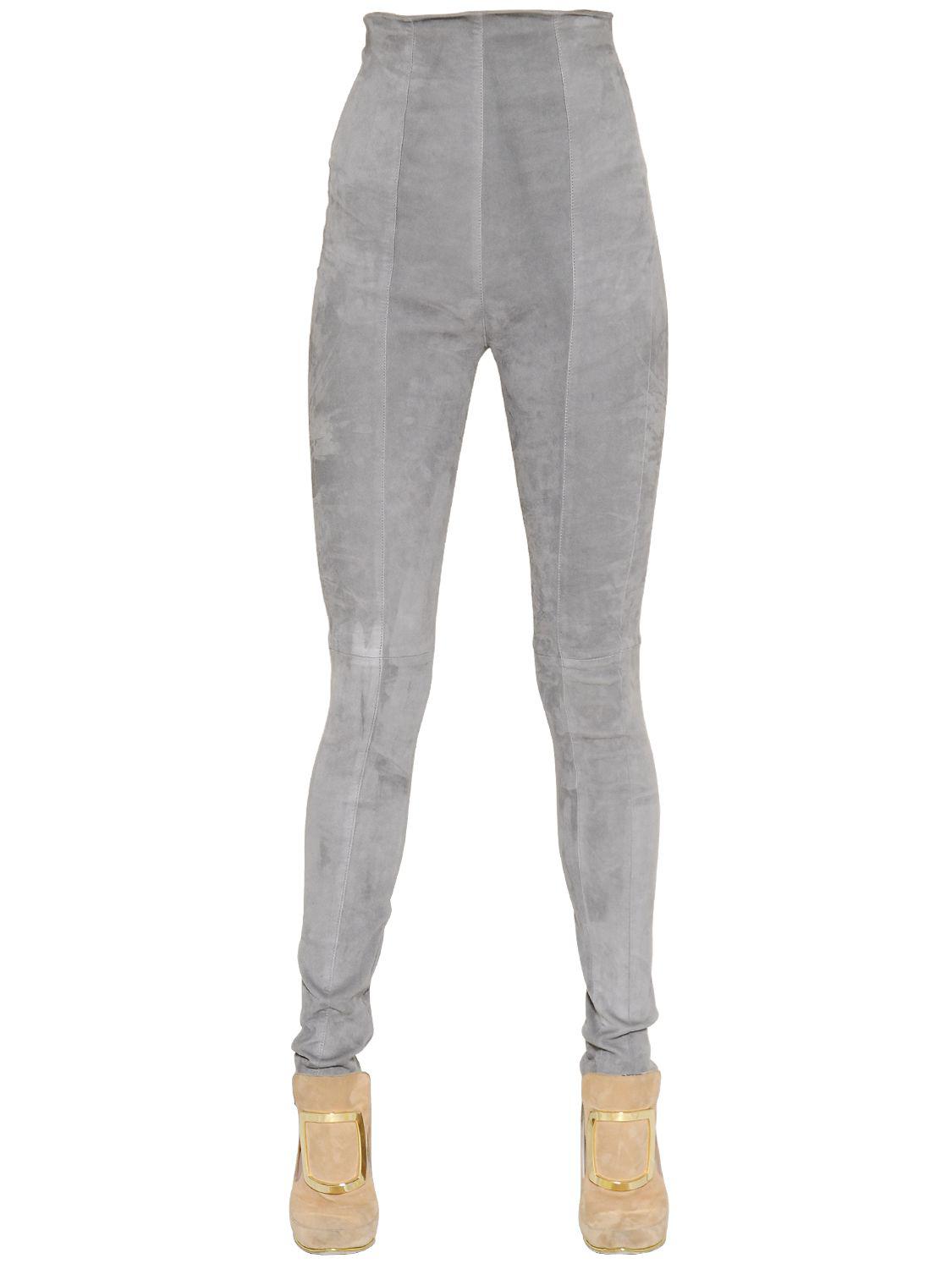 gray suede pants