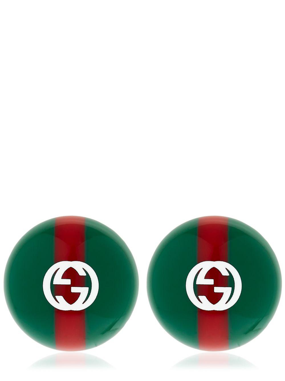 Gucci Vintage Web & Logo Earrings in Green | Lyst