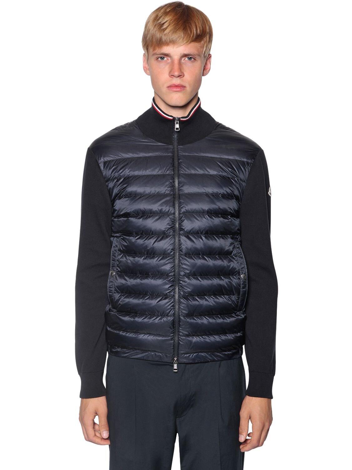 Moncler Synthetic Nylon Tricot Down Sweater in Navy (Blue) for Men - Lyst