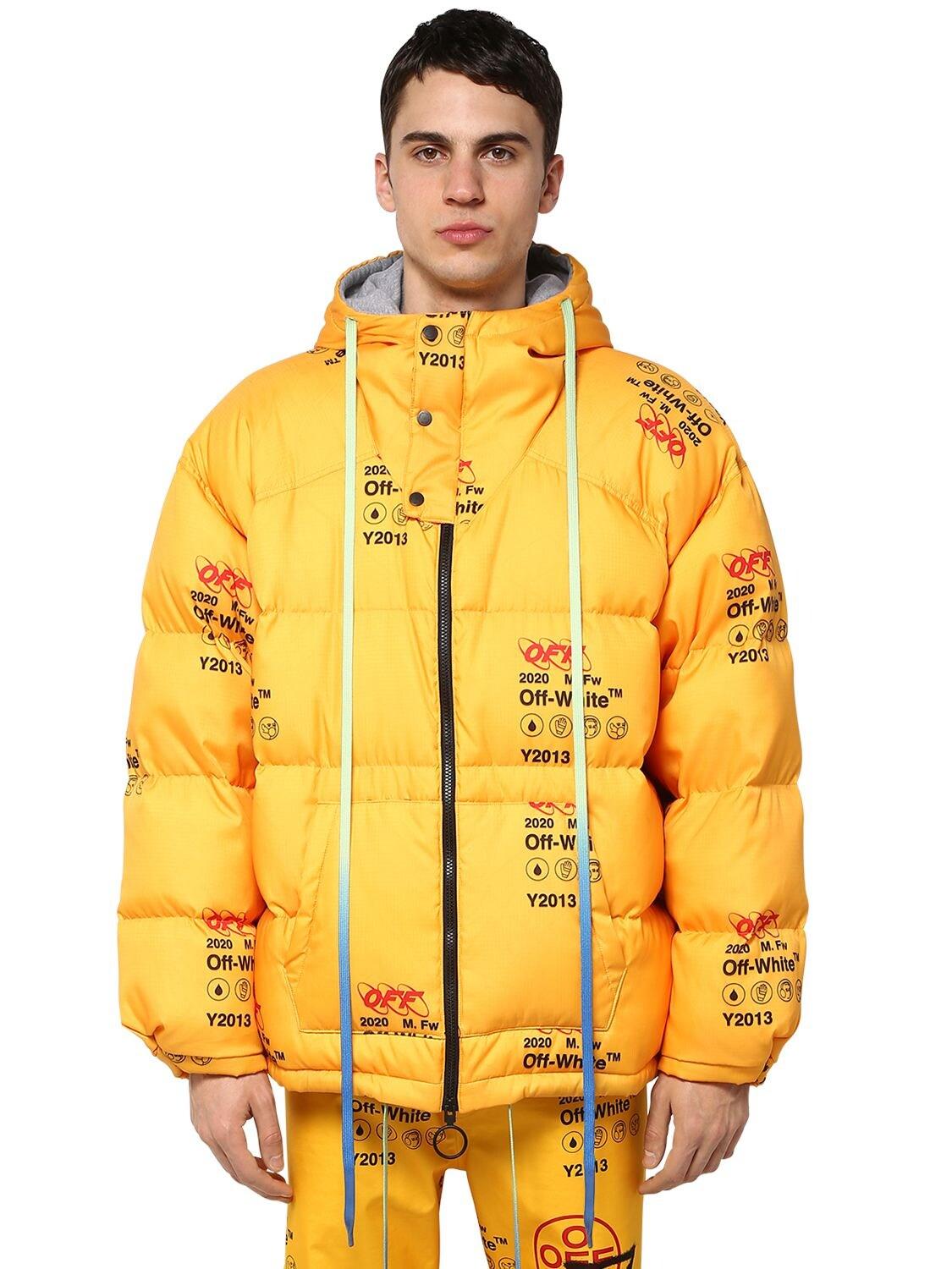 Off-White c/o Virgil Abloh Industrial Logo Puffer Jacket in Yellow for Men  | Lyst