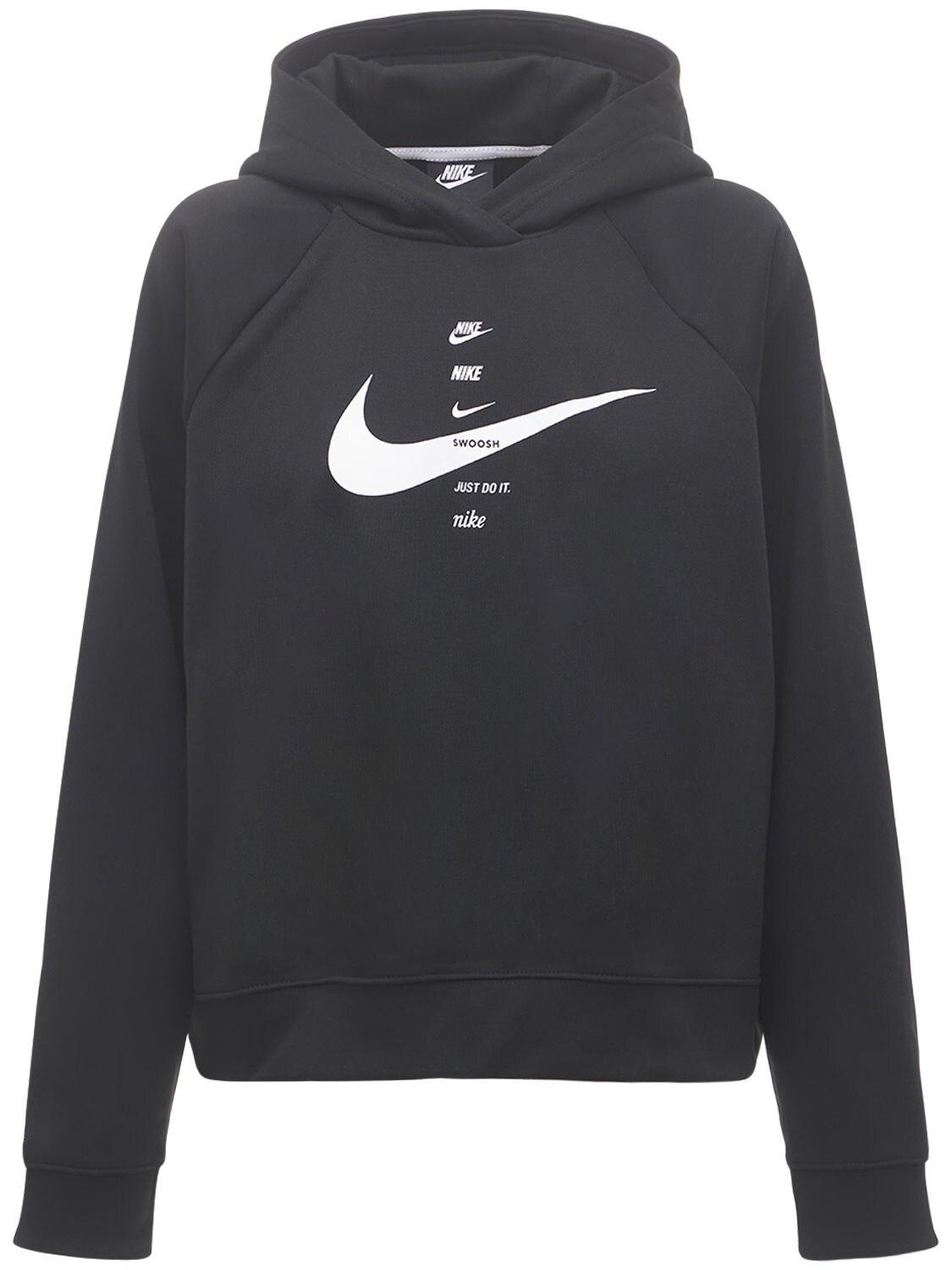 Nike Sportswear Swoosh Fleece Hoodie in Black | Lyst Canada