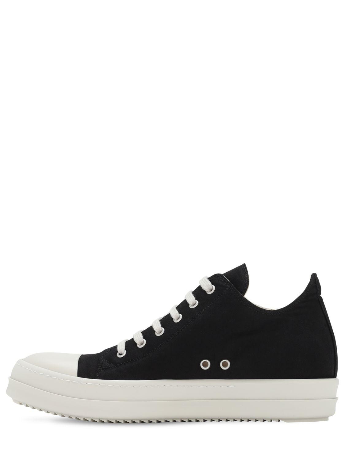 Rick Owens Drkshdw Cotton Twill Low-top Sneakers in Black/White (Black ...