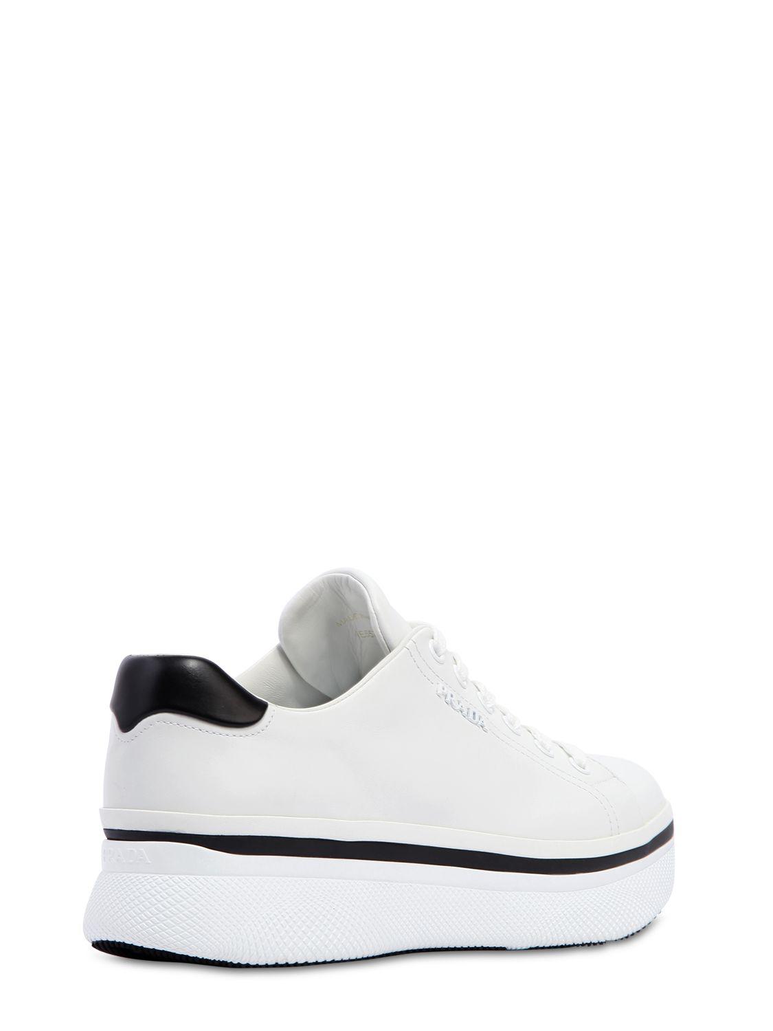 white prada platform sneakers