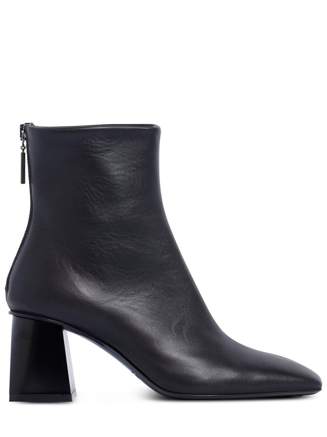 Max Mara 70mm Abby Leather Ankle Boots in Black | Lyst