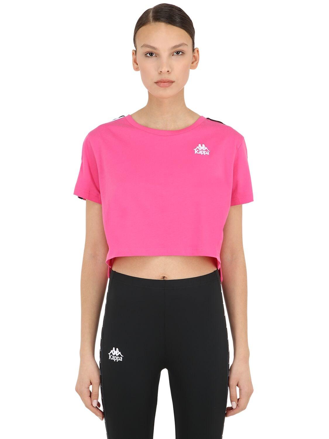 Kappa Banda Apua Cotton Jersey Crop T-shirt in Fuchsia (Pink) - Lyst