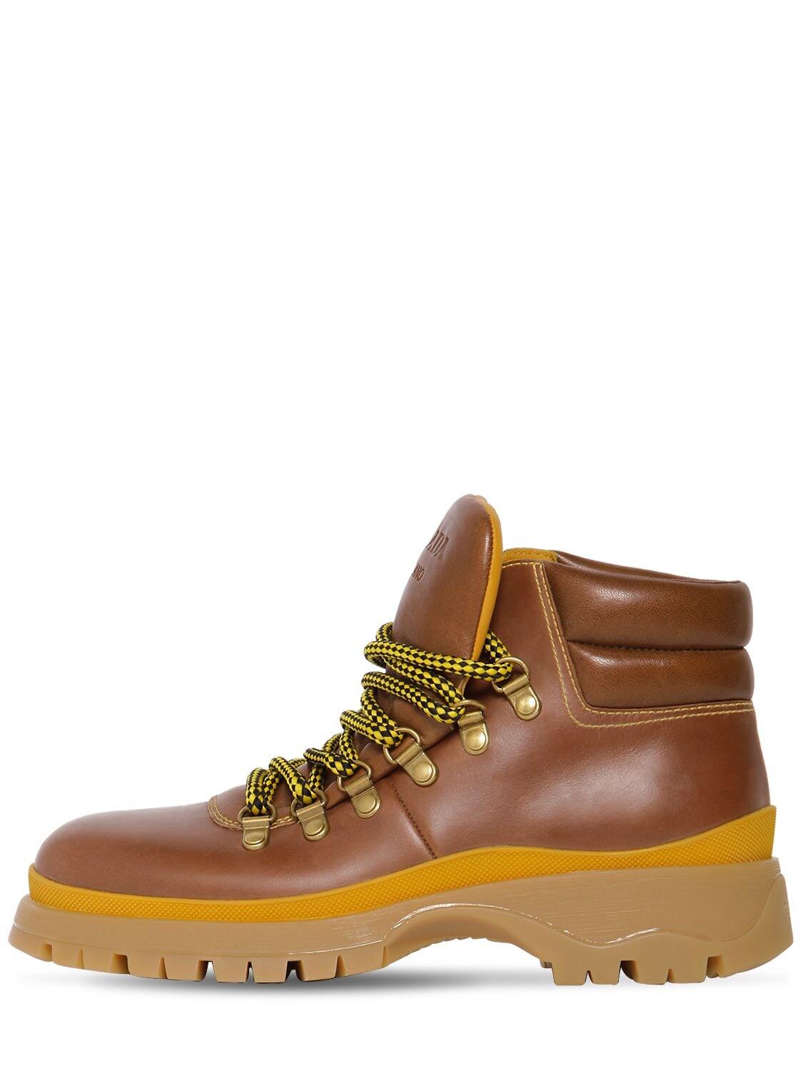 Prada 40mm Brixen Leather Hiking Boots in Tan (Brown) - Lyst