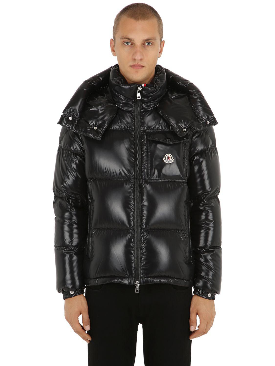 Moncler Synthetic Montbeliard Nylon Laqué Down Jacket in Black for Men