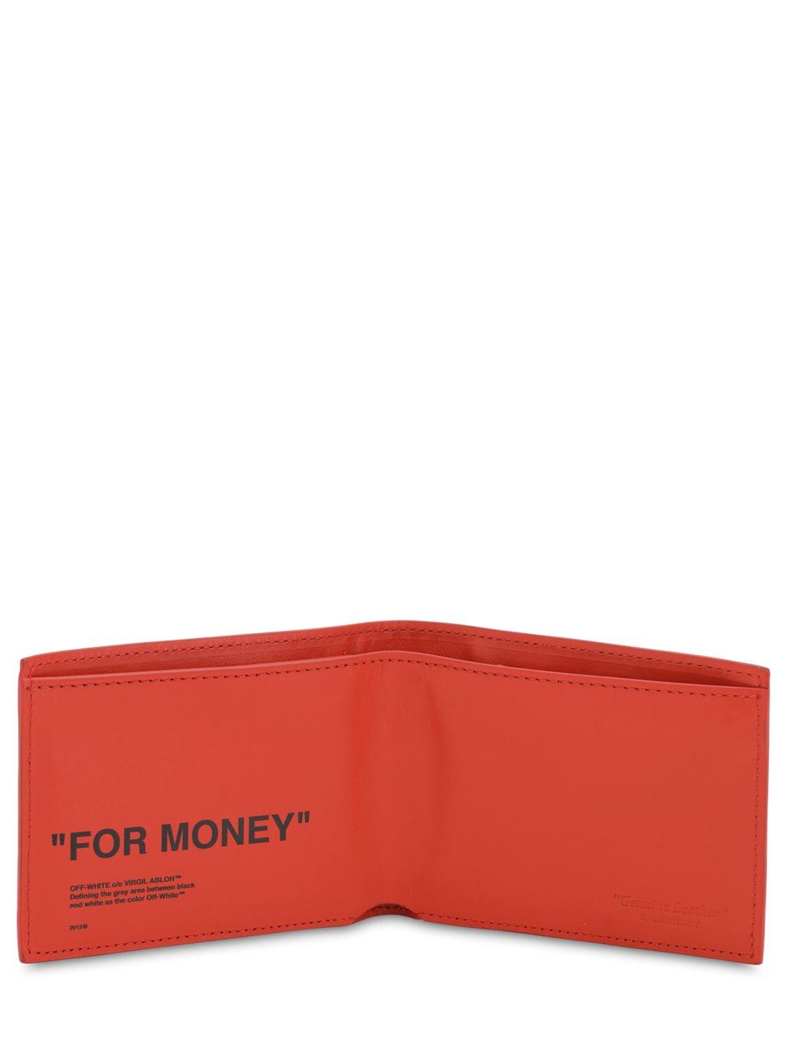 OFF-WHITE Quote Wallet FOR MONEY Orange Black in Leather - US