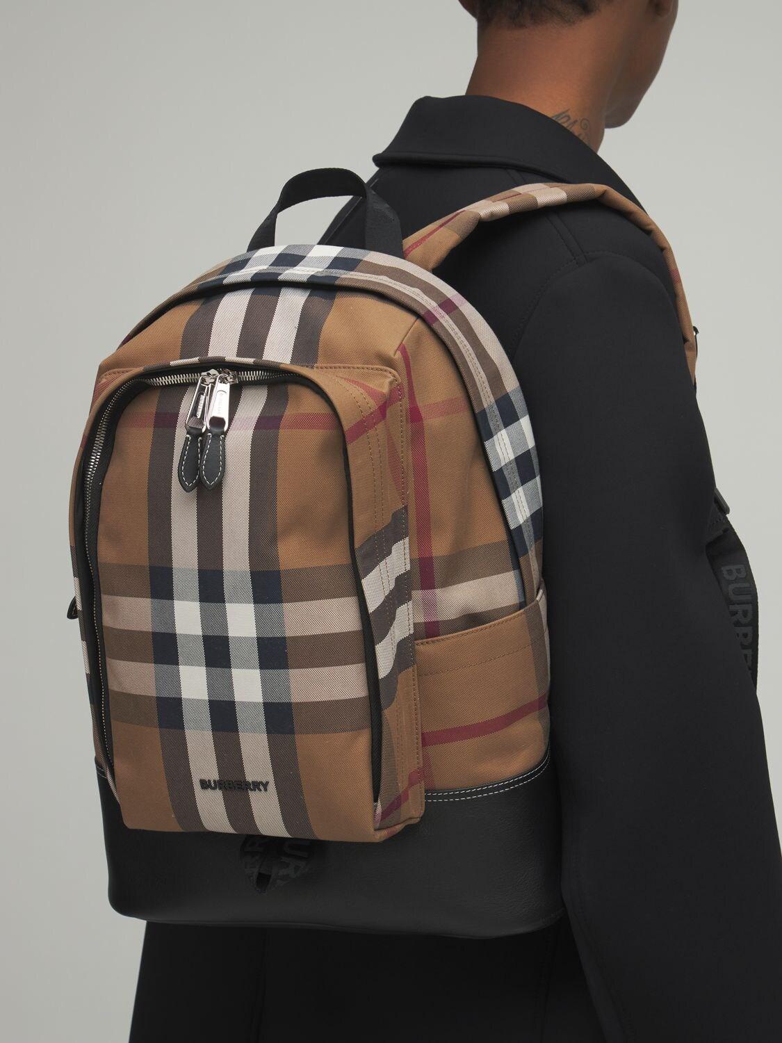 Burberry Check Cotton Canvas and Leather Backpack Large Birch Brown in  Canvas/Leather with Silver-tone - US