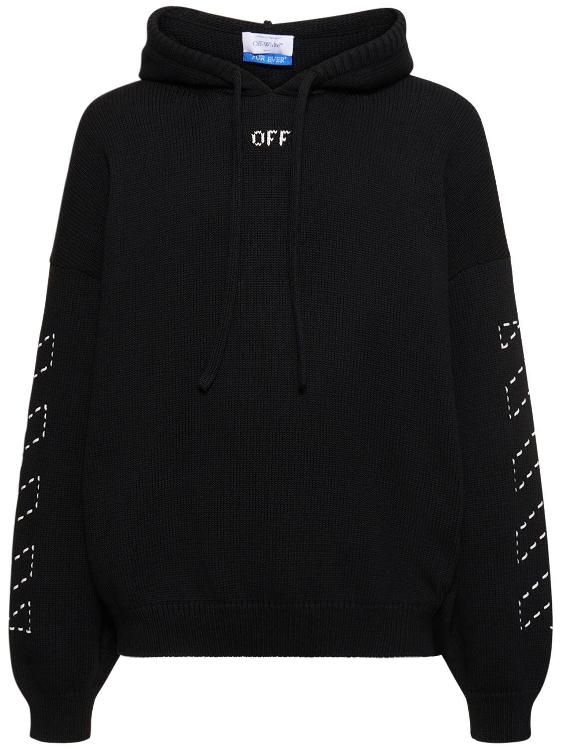Off-White harness knitted cotton hoodie - Black