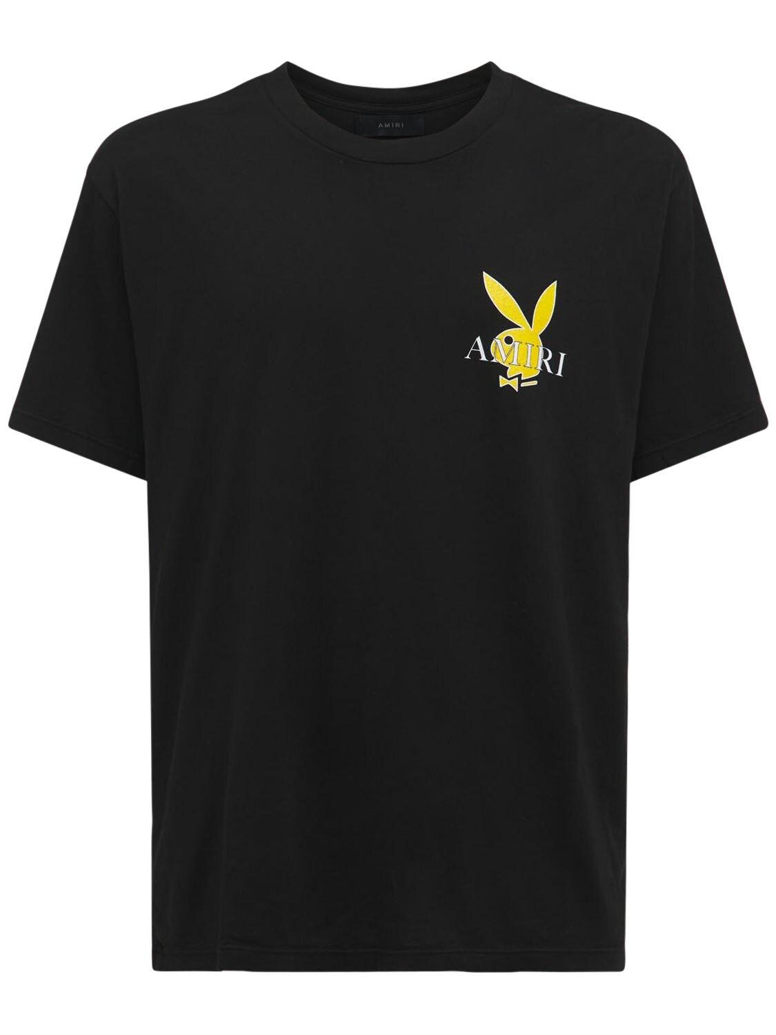 SALE ◆ AMIRI × Playboy ◆ カバー ロゴ Tシャツ ◆ Amiri Playboy Cover Cotton Jersey T-shirt in Black for Men