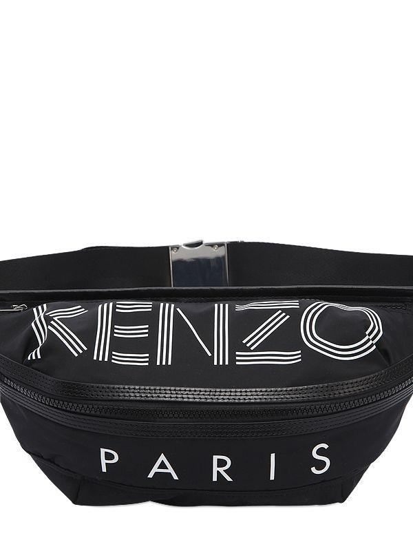 KENZO Synthetic Logo Printed Nylon Belt Bag in Black for Men | Lyst