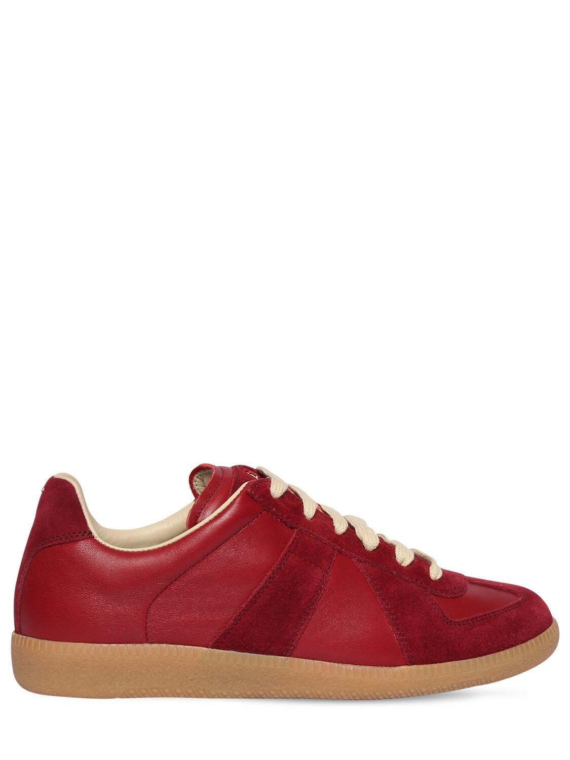Maison Margiela 20mm Replica Leather & Suede Sneakers in Dark Red (Red ...