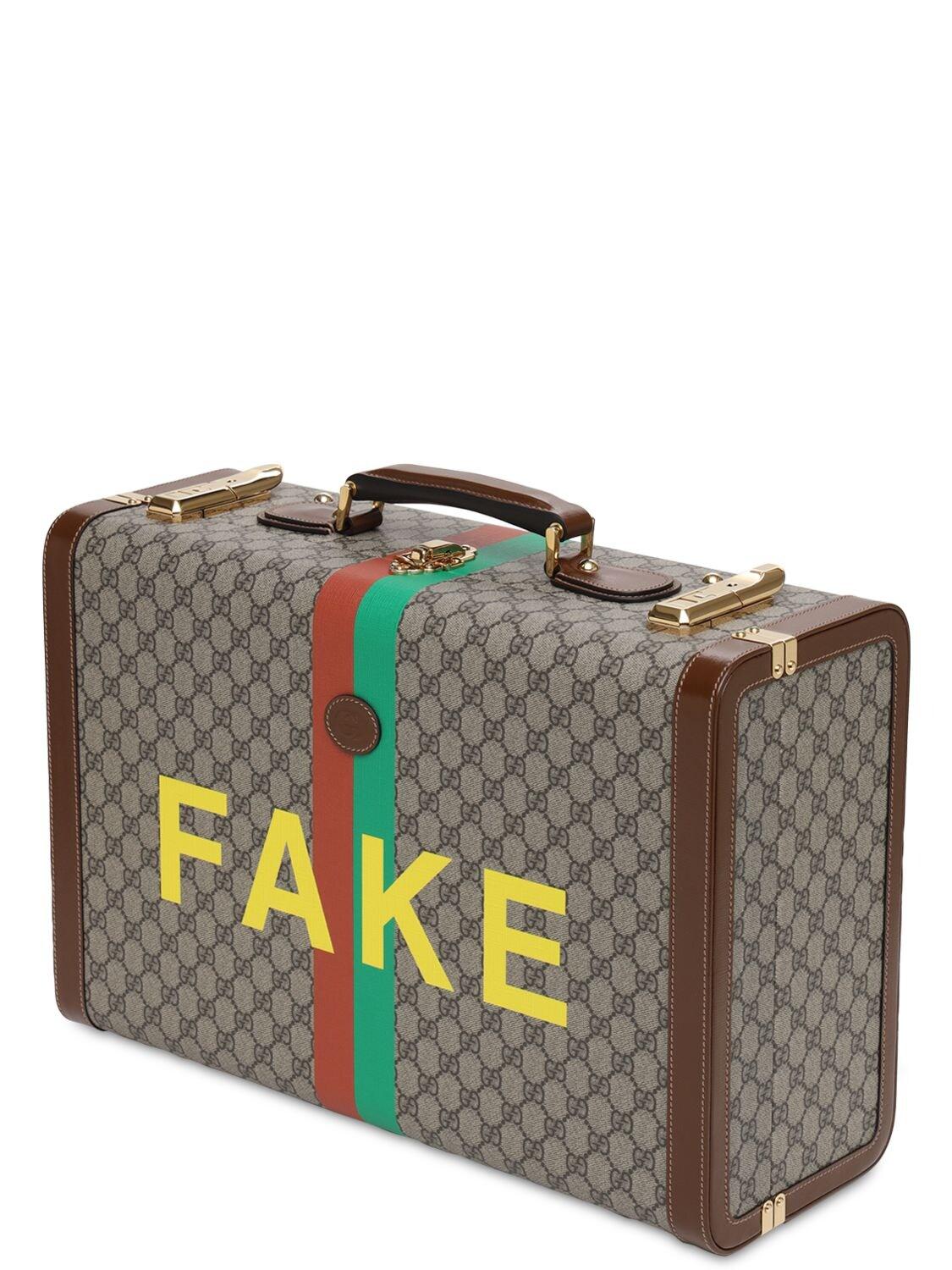 Gucci Gg Supreme Fake Not Printed Suitcase in Natural for Men | Lyst