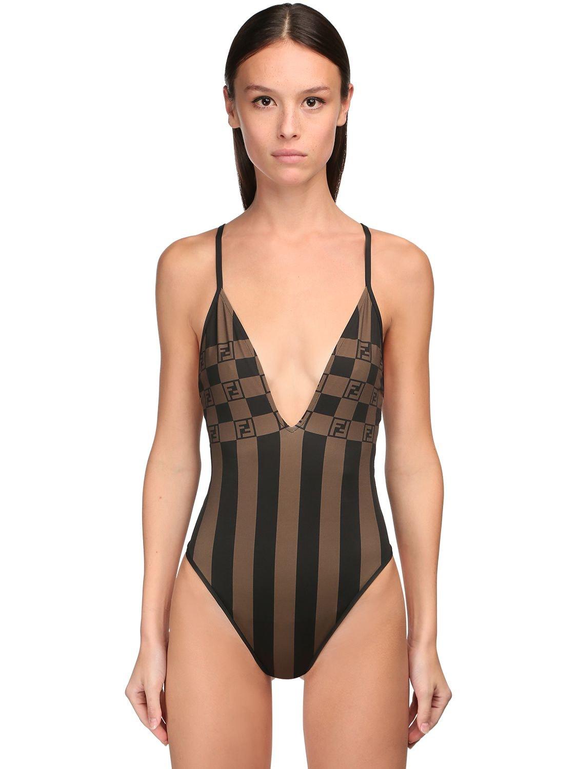 Fendi One-piece Swimsuit in Brown | Lyst
