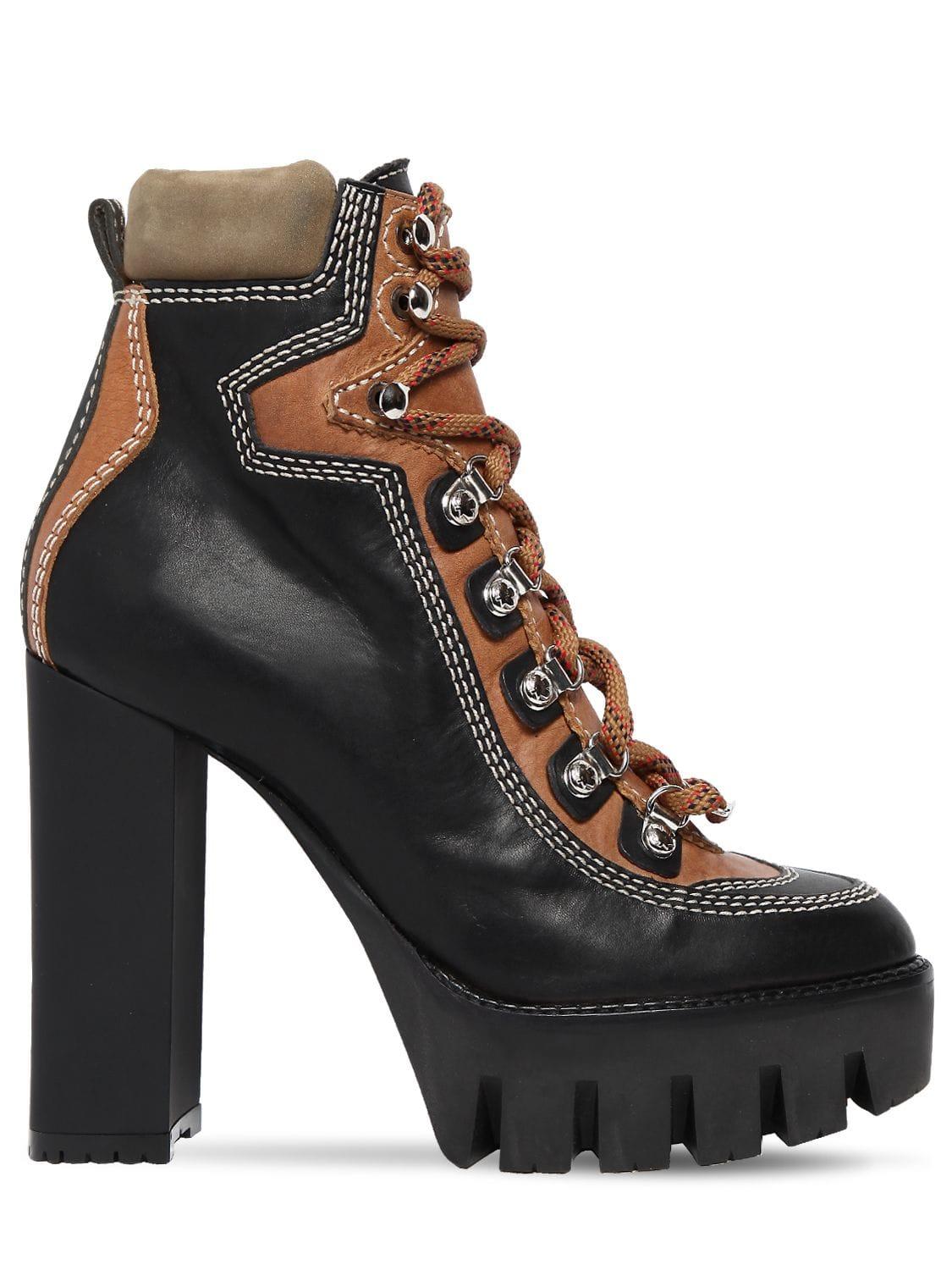 black leather lace up hiker boots