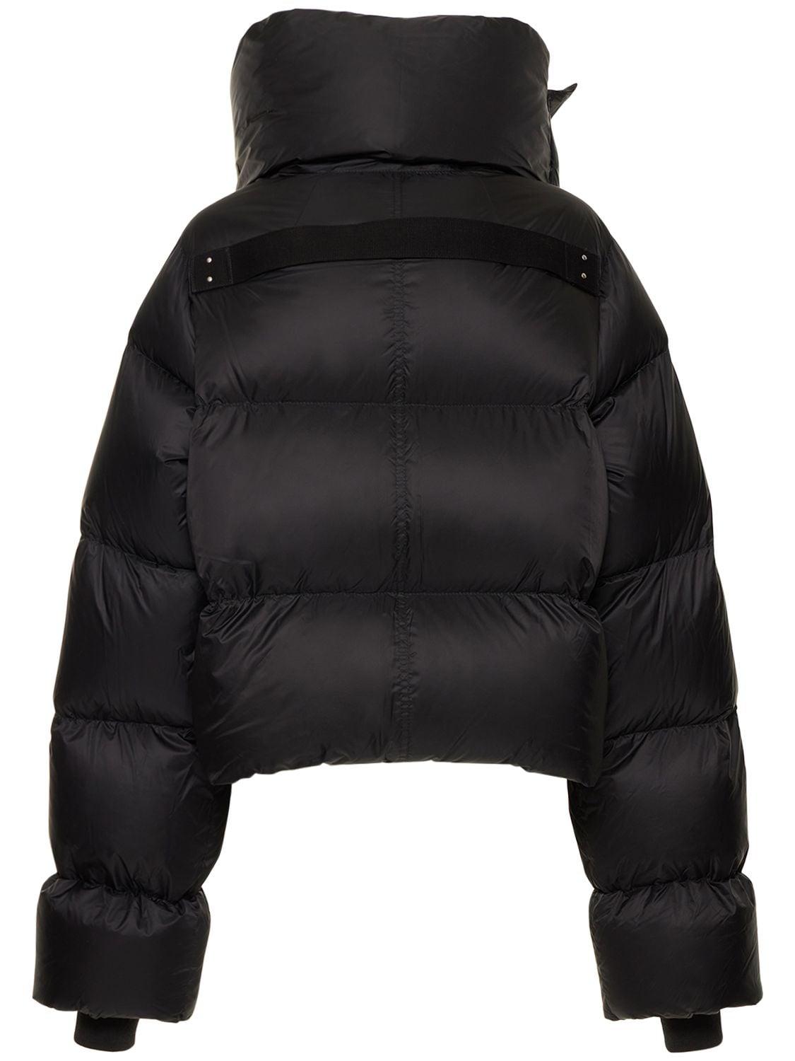 Rick owens black down funnel neck coat clearance