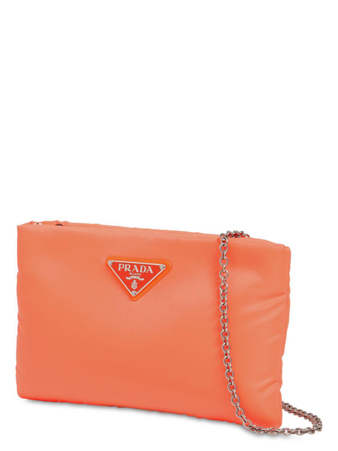 Prada Orange Nylon Mini Vertical Cell Phone Crossbody Bag Prada