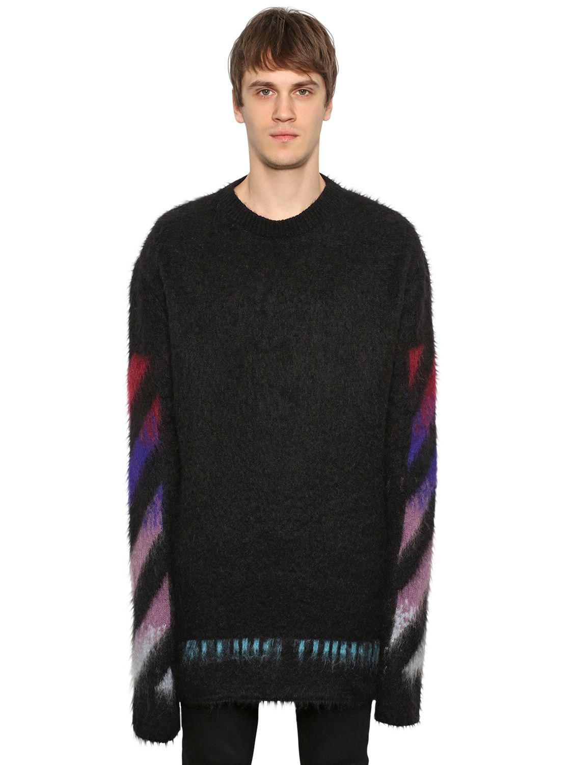 Off-White c/o Virgil Abloh Arrows Mohair & Cashmere Sweater in Black for Men  | Lyst