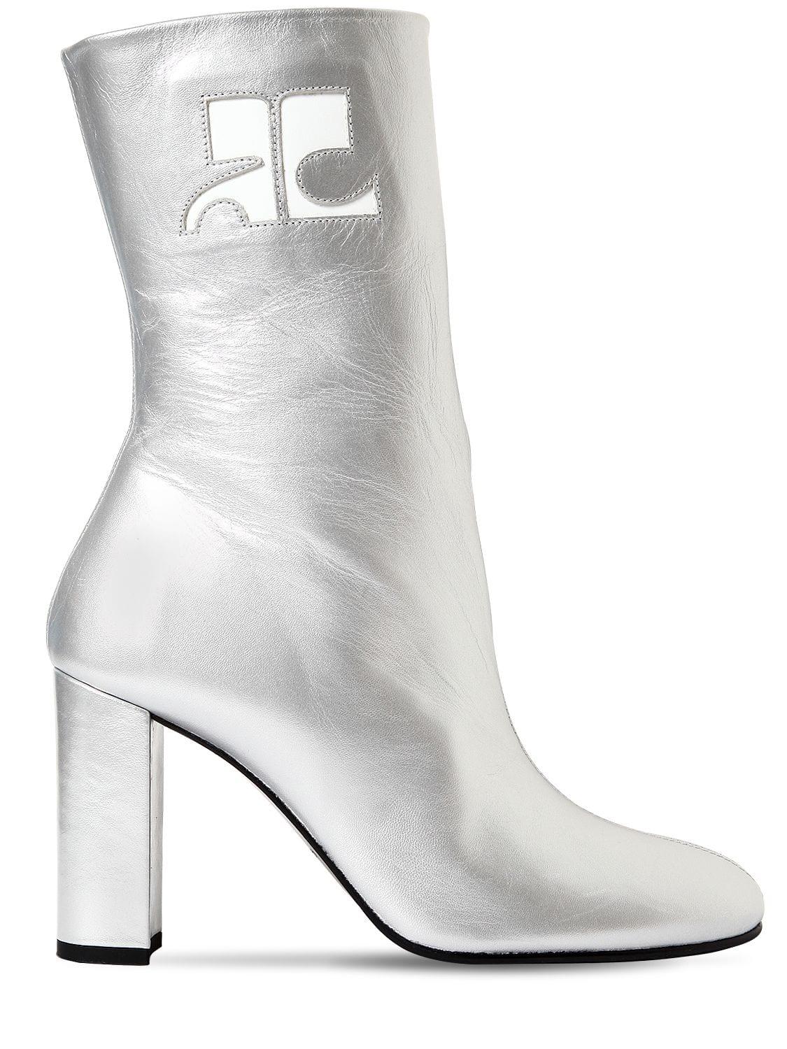 Courreges 100mm Metallic Leather Ankle Boots - Lyst