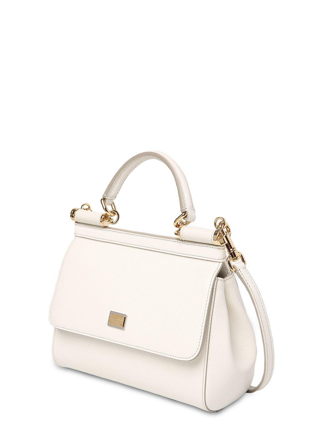 Dolce & Gabbana Small Sicily Dauphine Leather Bag in White - Lyst