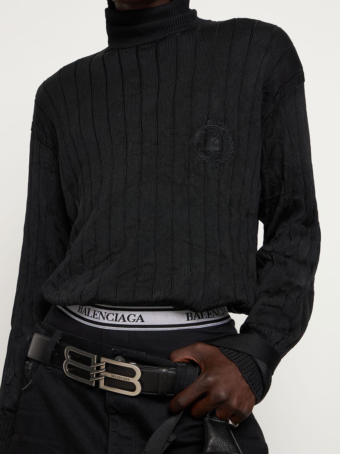 Balenciaga 4cm Bb Signature Leather Belt in White for Men | Lyst
