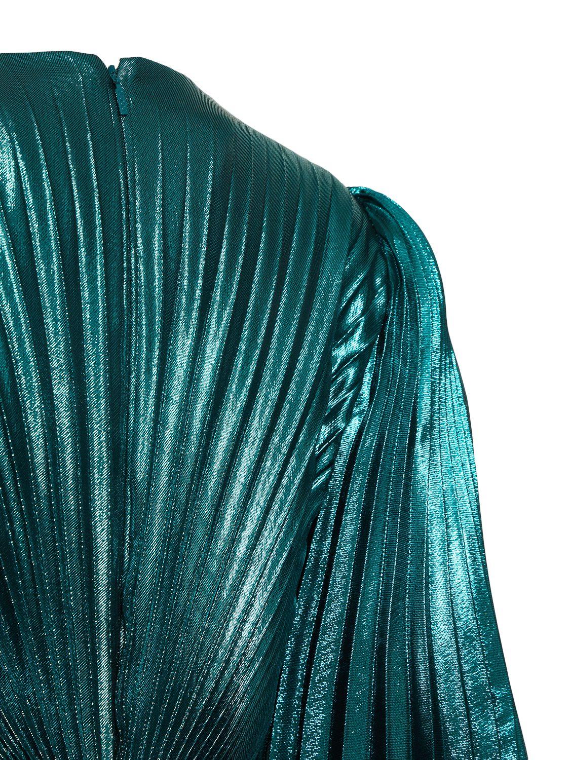 Gucci Pleated Silk Blend Lurex Mini Dress in Blue | Lyst