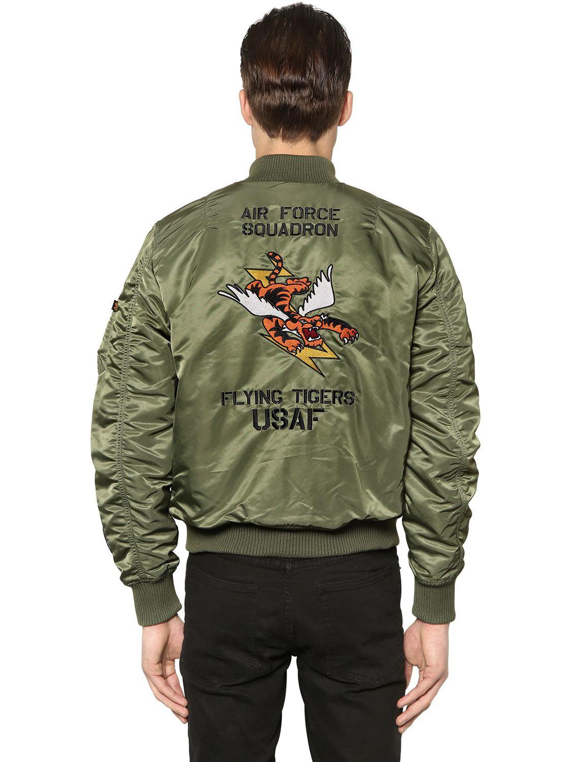 Alpha Industries Ma-1 Vf Flying Tigers Slim Bomber Jacket in Sage Green  (Green) for Men - Lyst