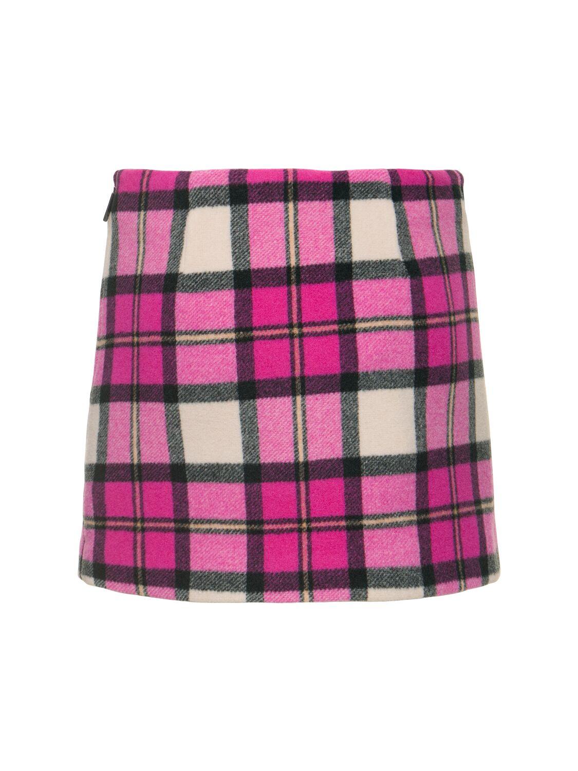 MSGM Wool Blend Tartan Mini Skirt in Pink Lyst UK