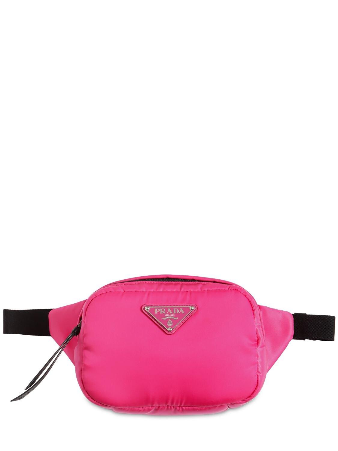 Prada Logo Plaque Padded Belt Bag in Fuchsia (Pink) - Lyst