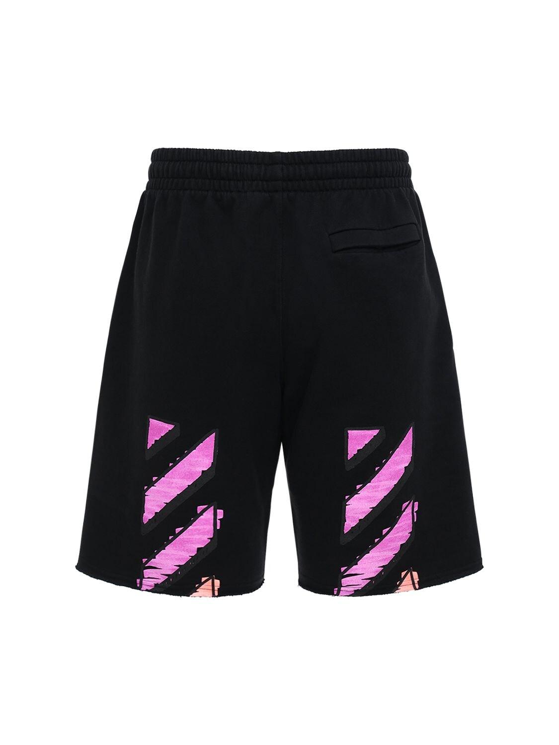 Off-White c/o Virgil Abloh Arrow Marker Print Jersey Sweat Shorts in Black for Men | Lyst