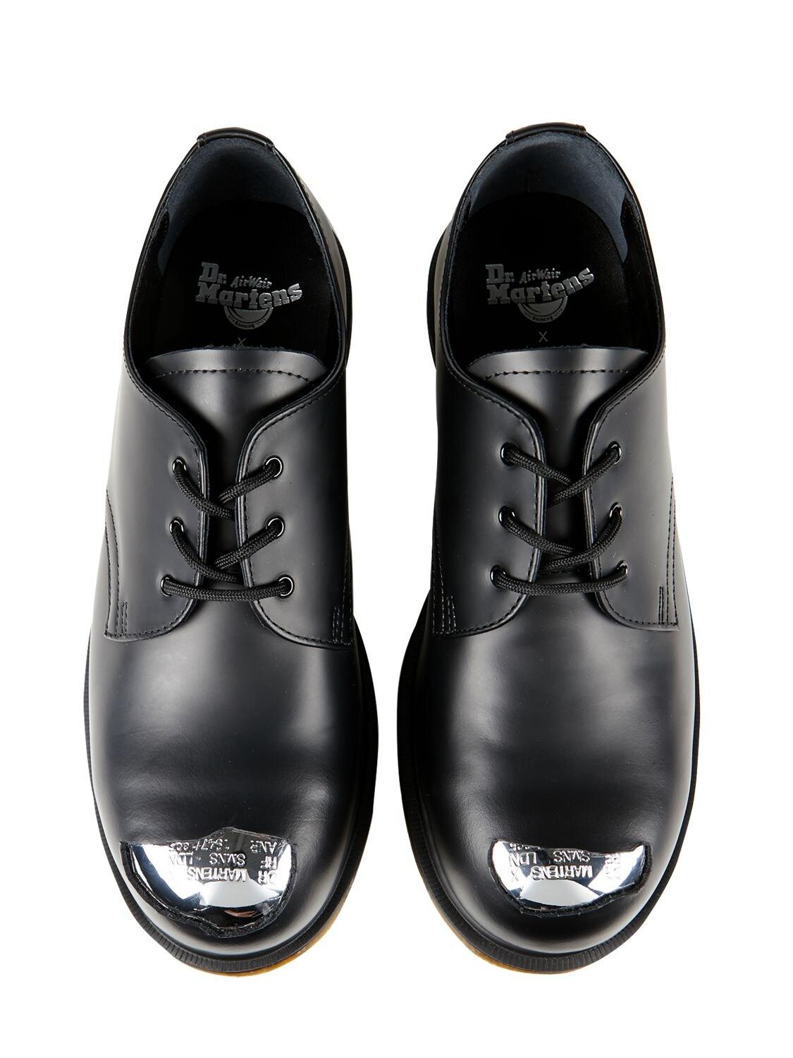 Raf Simons Dr. Martens Steel Toe Leather Shoes in Black for Men | Lyst