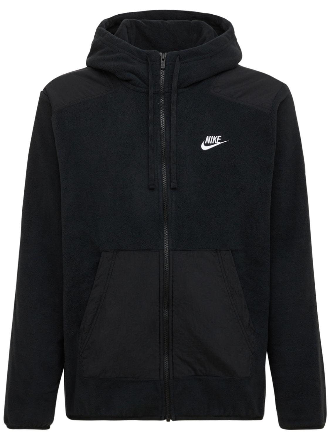 Nike Polar Fleece Tech Zip Hoodie in Black/White (Black) for Men | Lyst