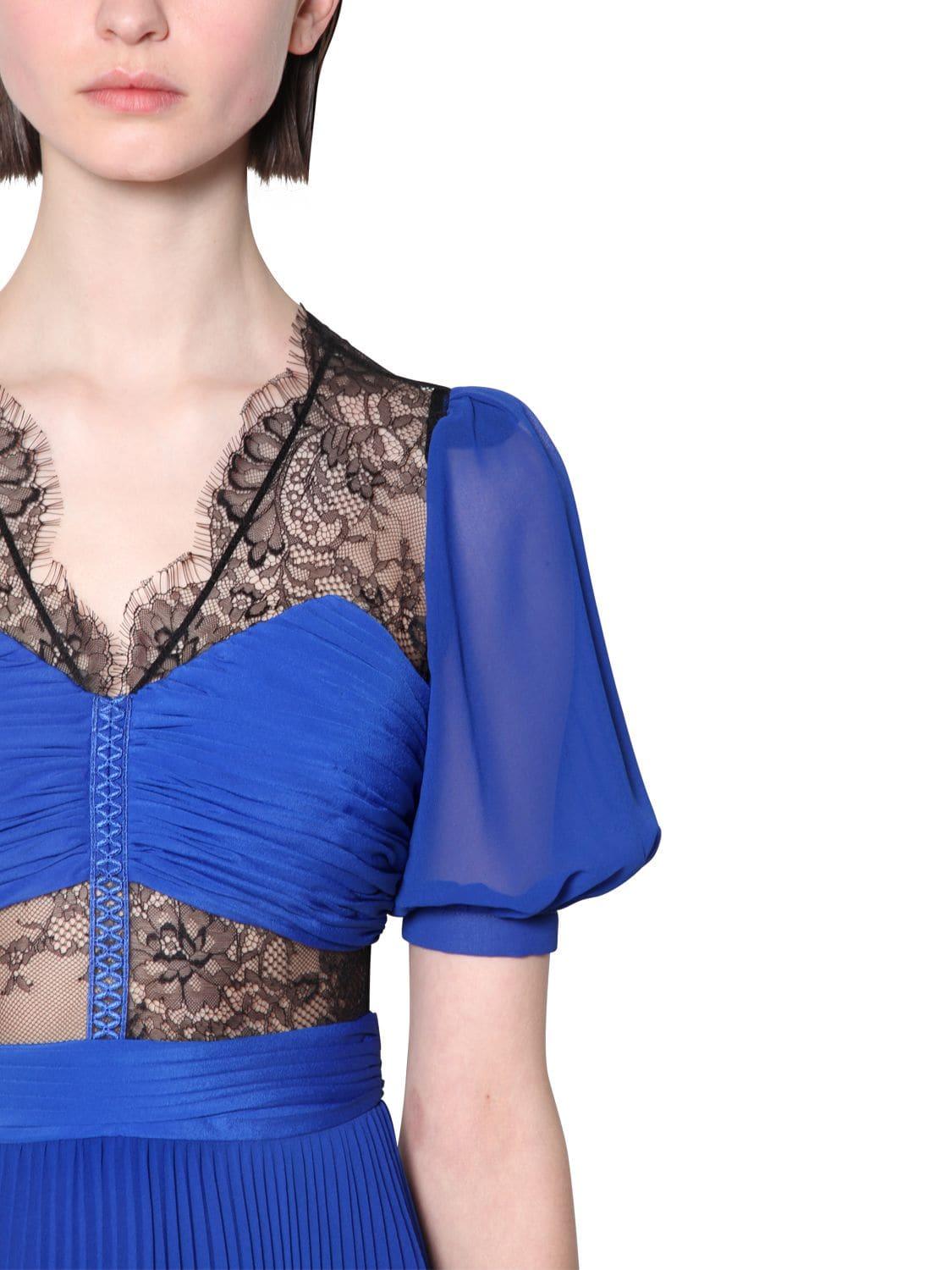 Self-Portrait Lace-Chiffon Pleated Midi Dress | Harrods US