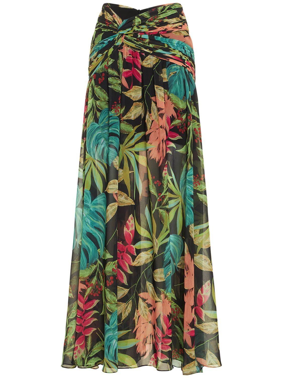 PATBO Tropicalia Hi-slit Printed Maxi Skirt | Lyst