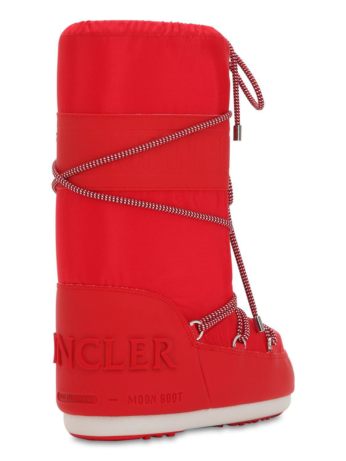 Moncler Saturne Moon Boots High in Red | Lyst