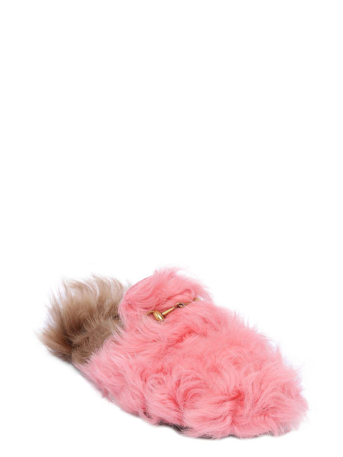 gucci princetown pink fur
