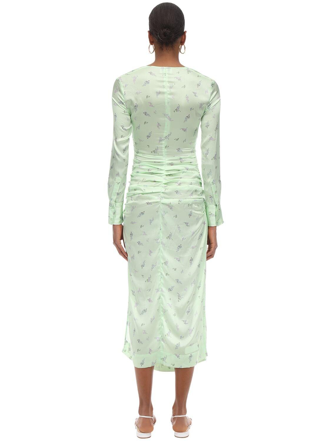 Ganni Stretch Silk Satin Midi Dress in Mint (Green) | Lyst Canada
