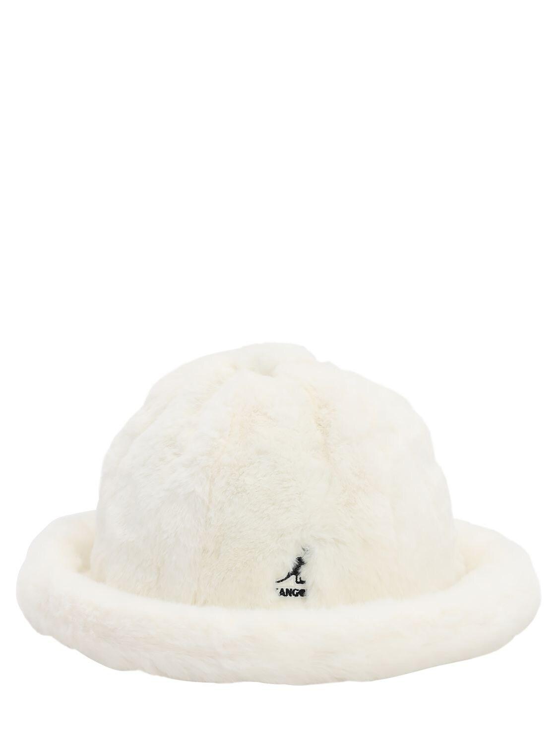 Kangol Faux Fur Bucket Hat in White | Lyst