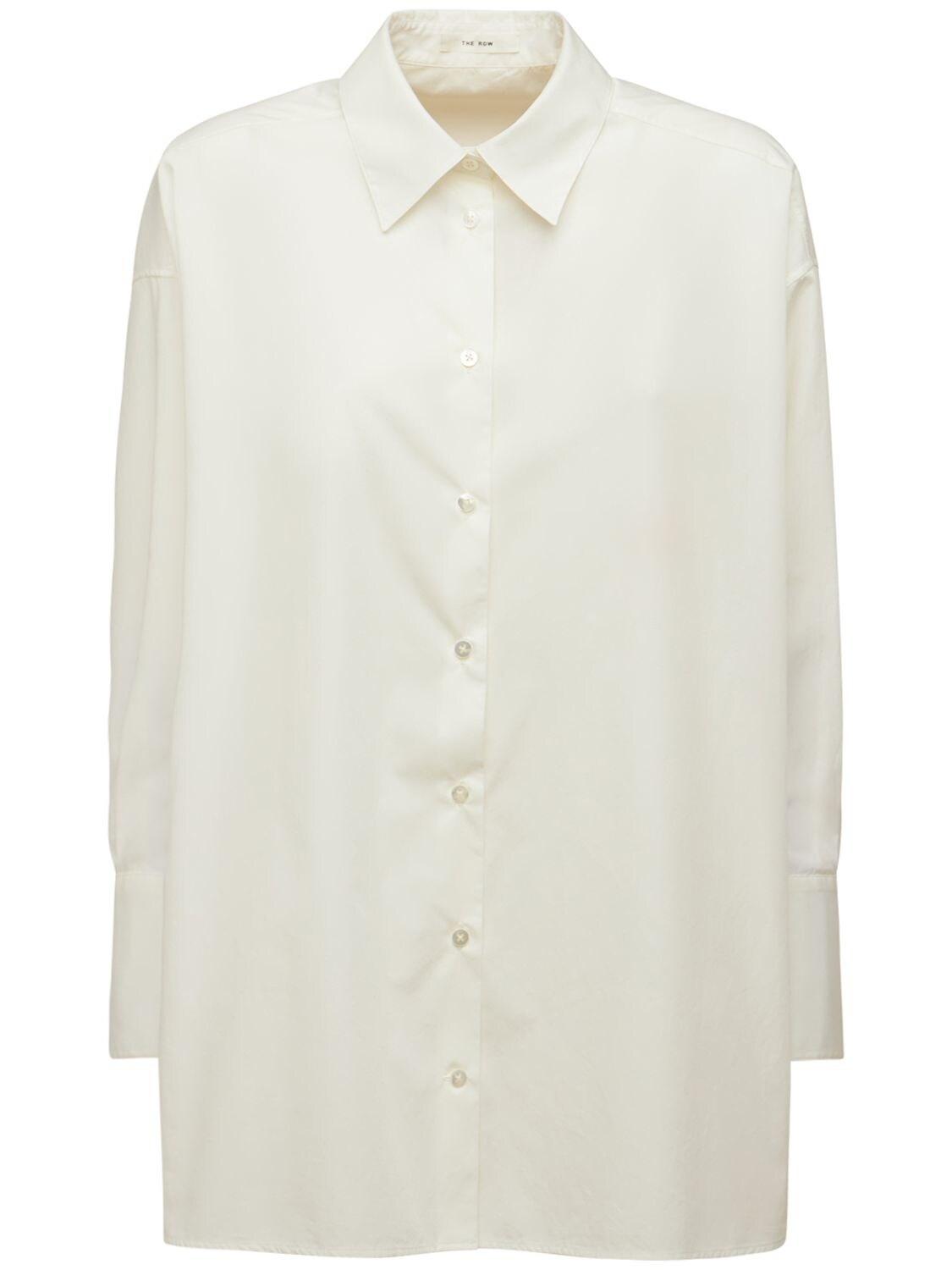 The Row Lulu Cotton Poplin Oversized Shirt in Ivory (White) | Lyst