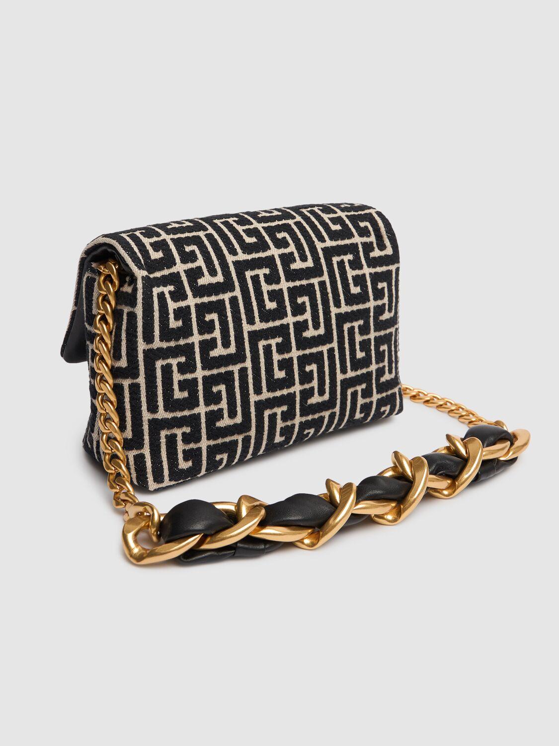 Balmain レディース ブラック Mini 1945 Monogram ジャカードバッグ 