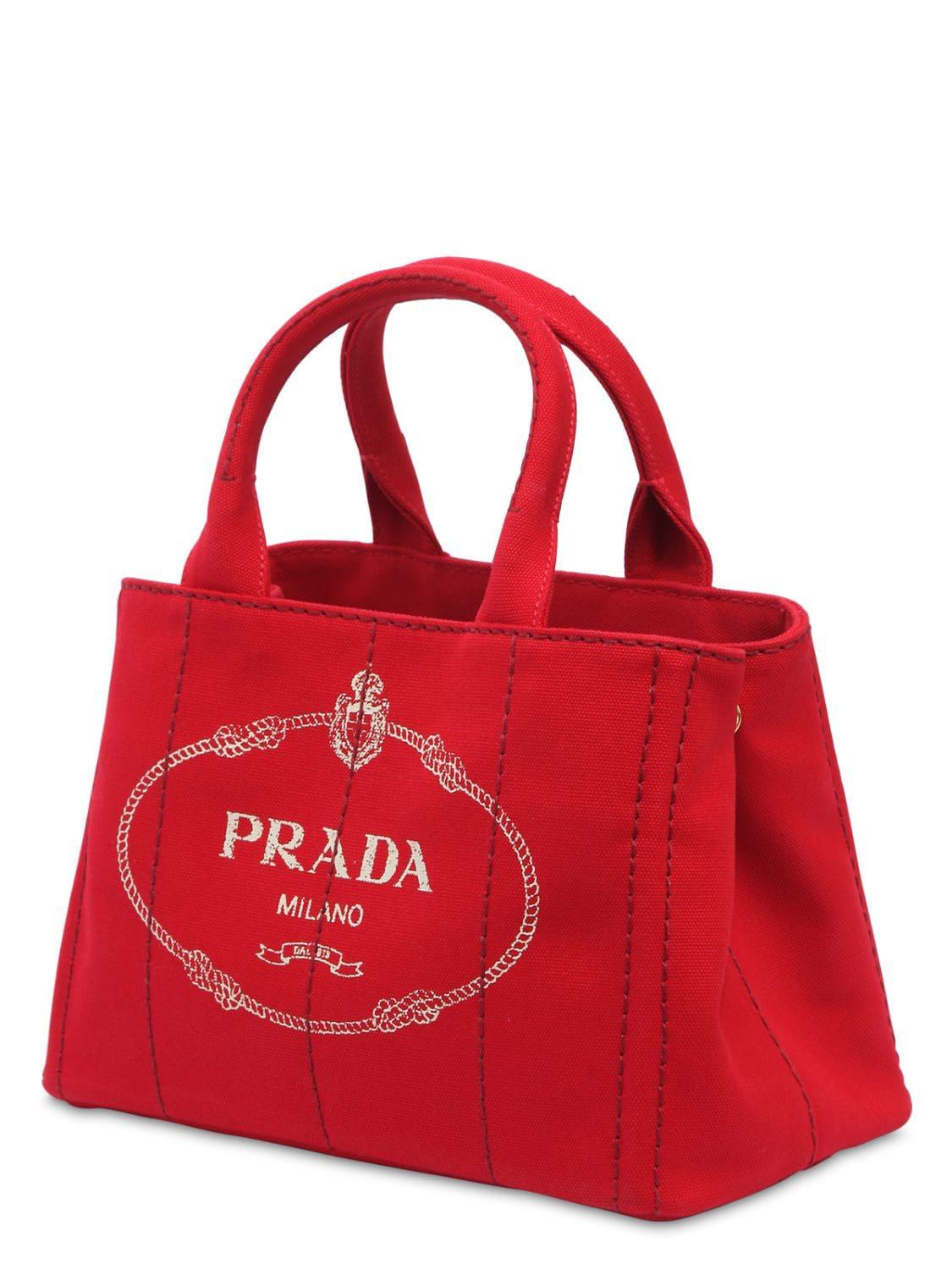 prada red canvas bag