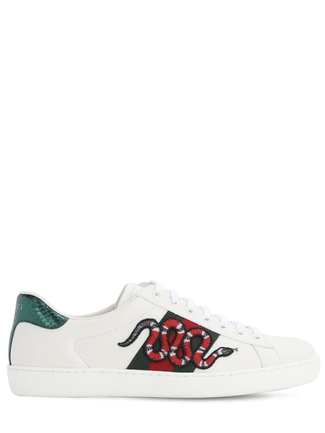 Gucci Leather Ace Embroidered Sneaker in White for Men - Save 50% | Lyst