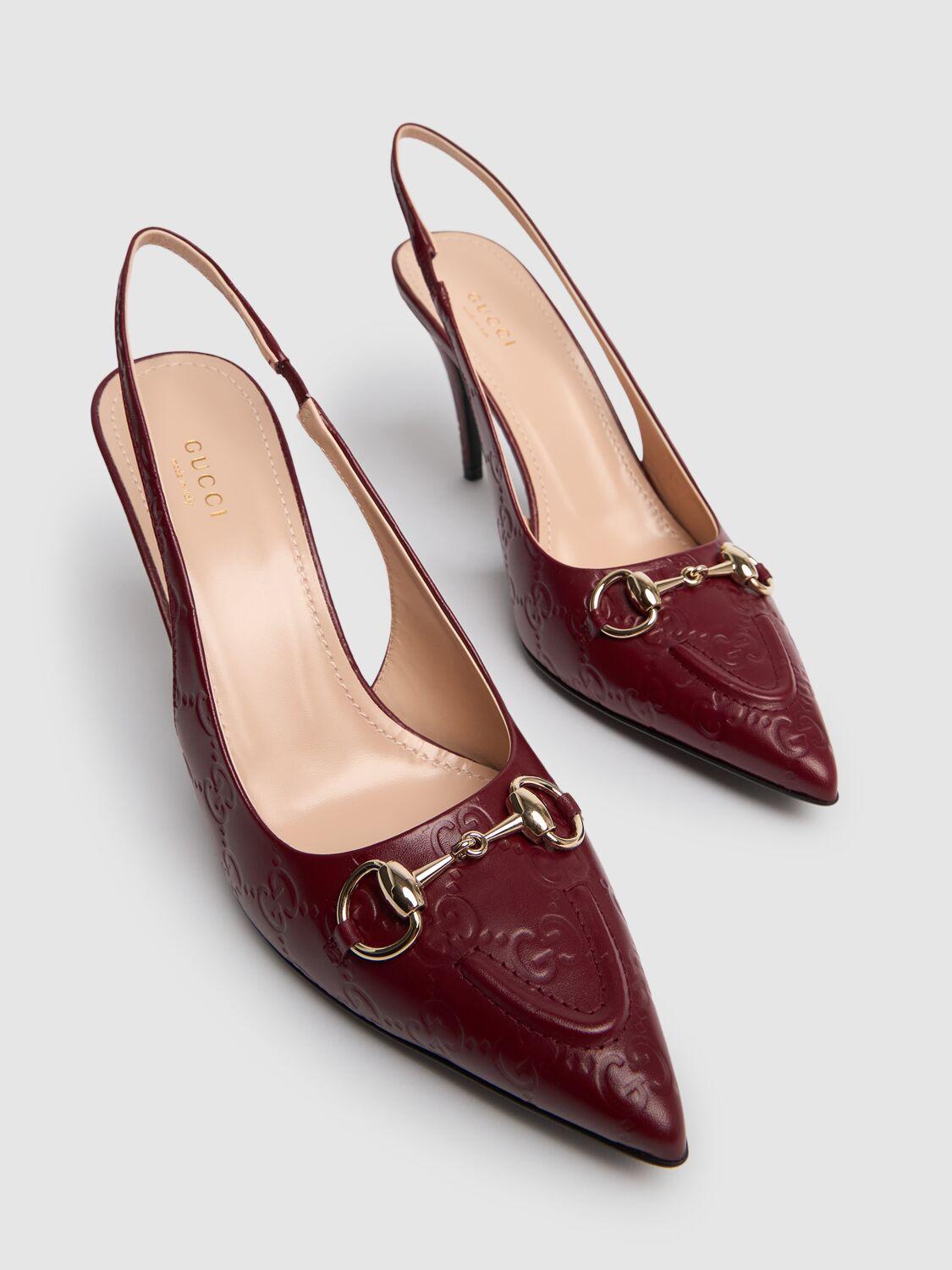 Gucci レディース ピンク Horsebit レザーパンプス 85mm ヒール