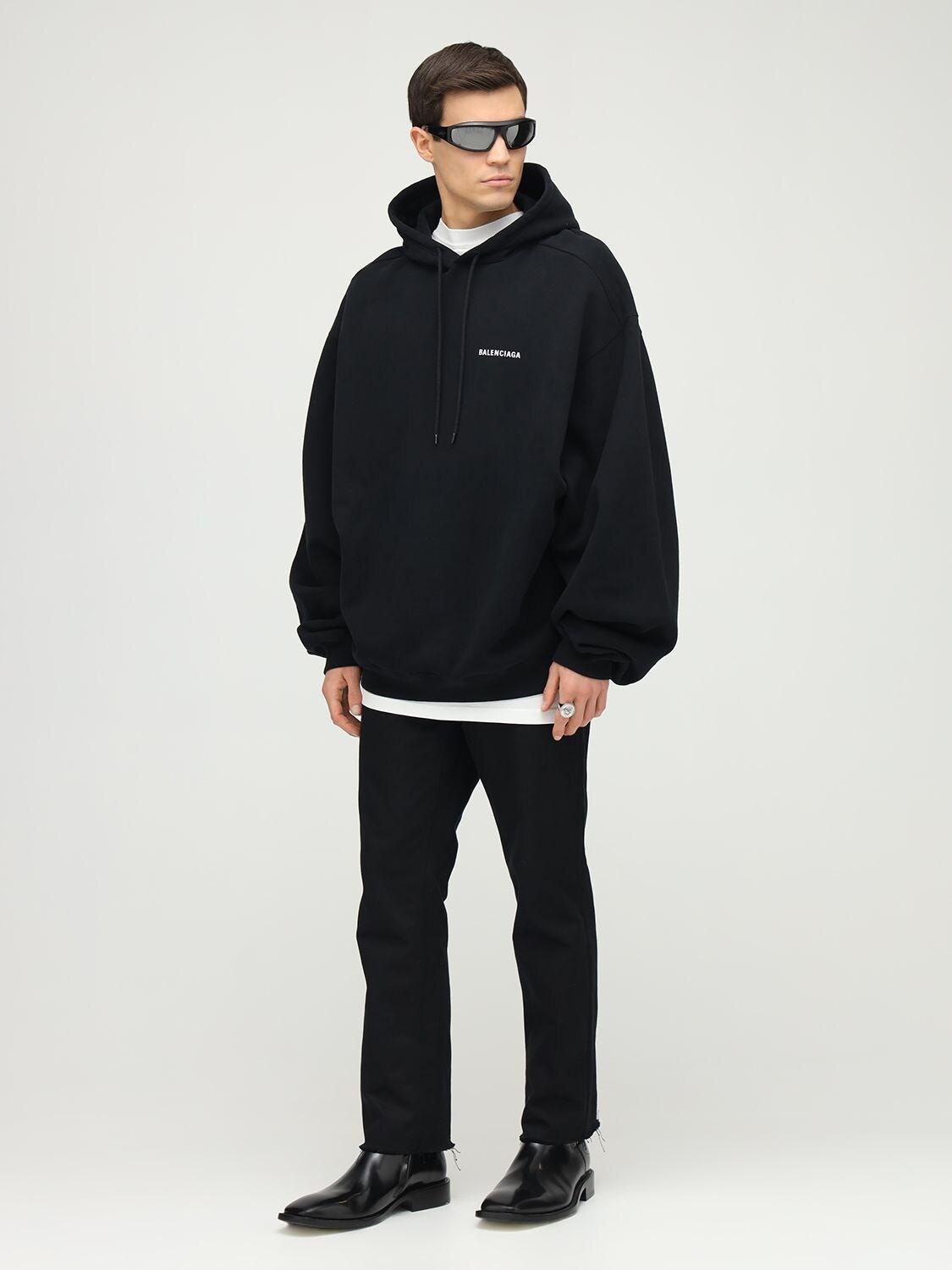 Balenciaga Défilé Printed Cotton Sweatshirt Hoodie in Black for Men | Lyst