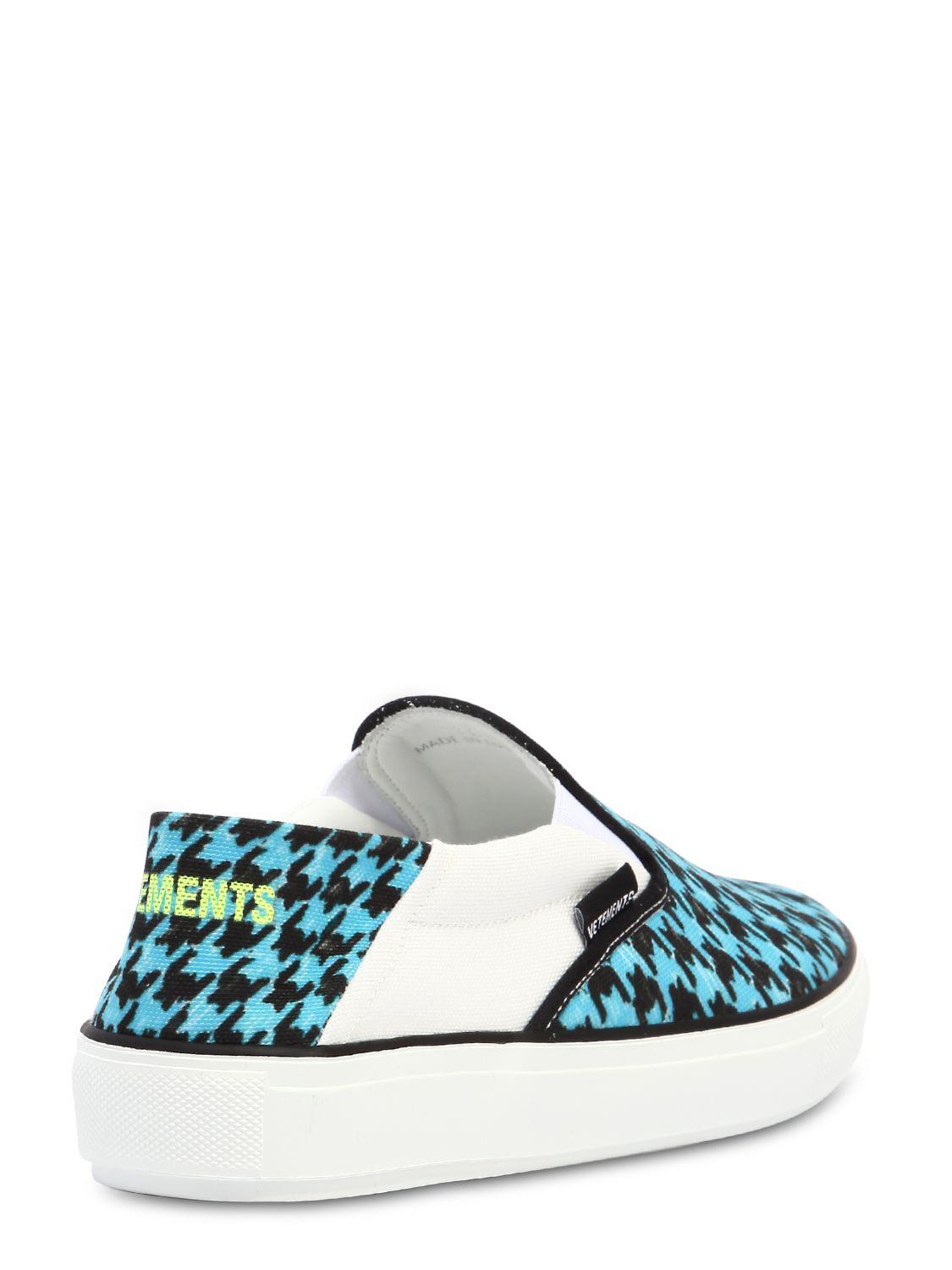 Vetements Canvas Houndstooth-print Slip-on Trainers in Azure (Blue) - Save  33% | Lyst