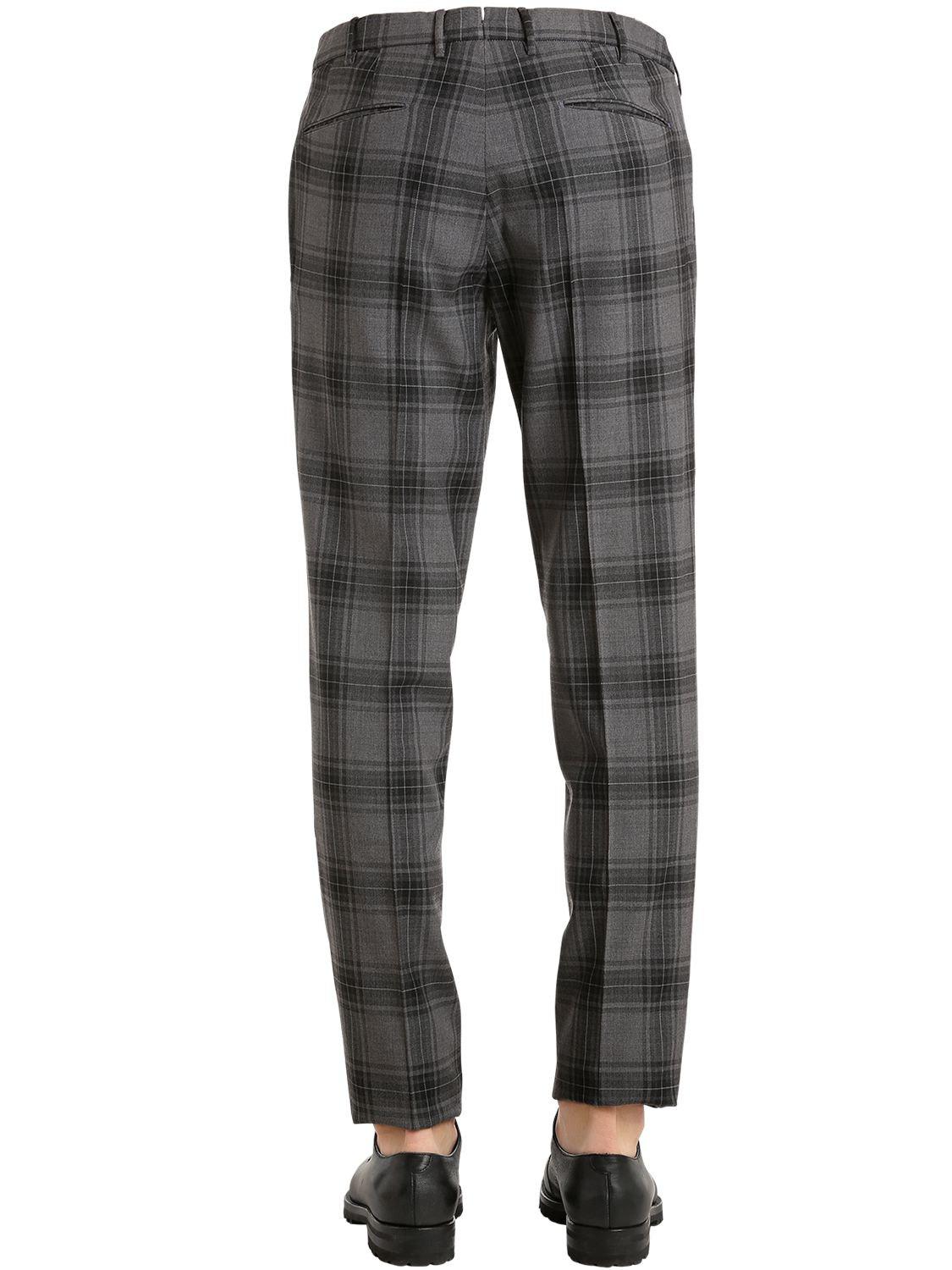 gray tartan trousers
